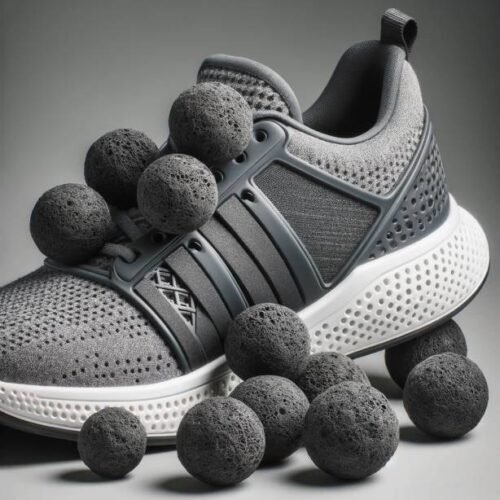 sneaker balls placed inside a sports shoe